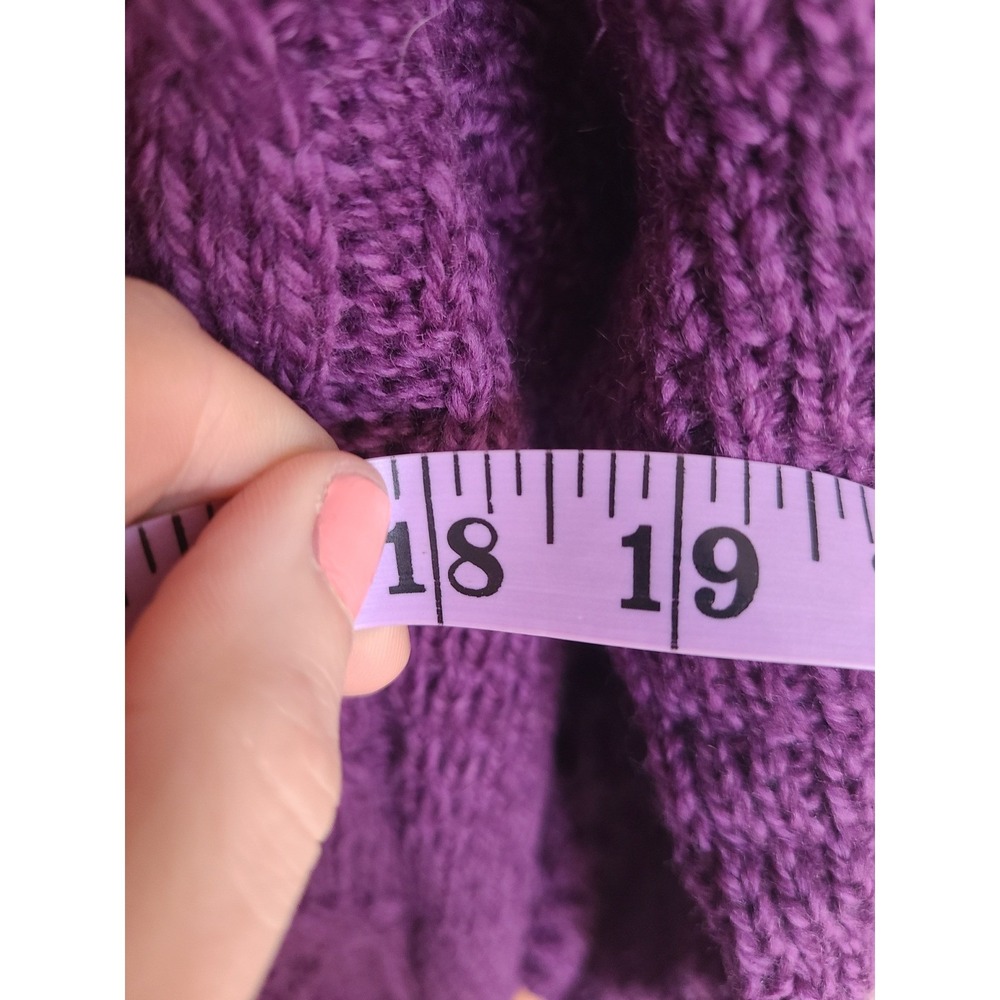 Kilronan Ireland 100%‎ Merino Wool Purple XS Cardigan Cable Knit Aran Irish - Picture 8 of 10